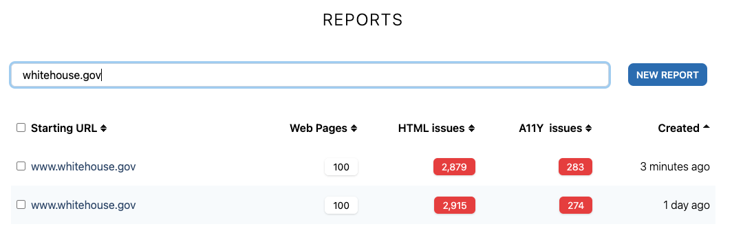Filtering reports by URL