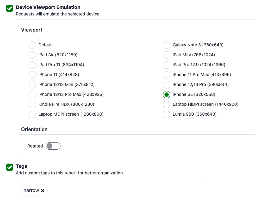 New schedule form, with device emulation set to iPhone SE resolution.