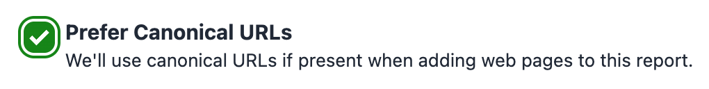 Checkbox for Canonical URLs
