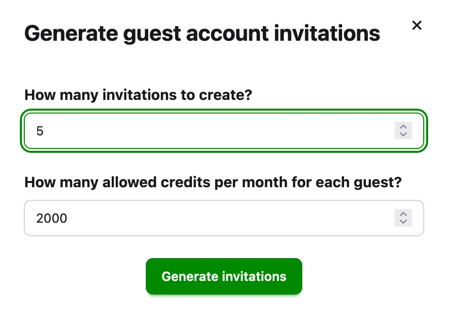 form for creating invitations