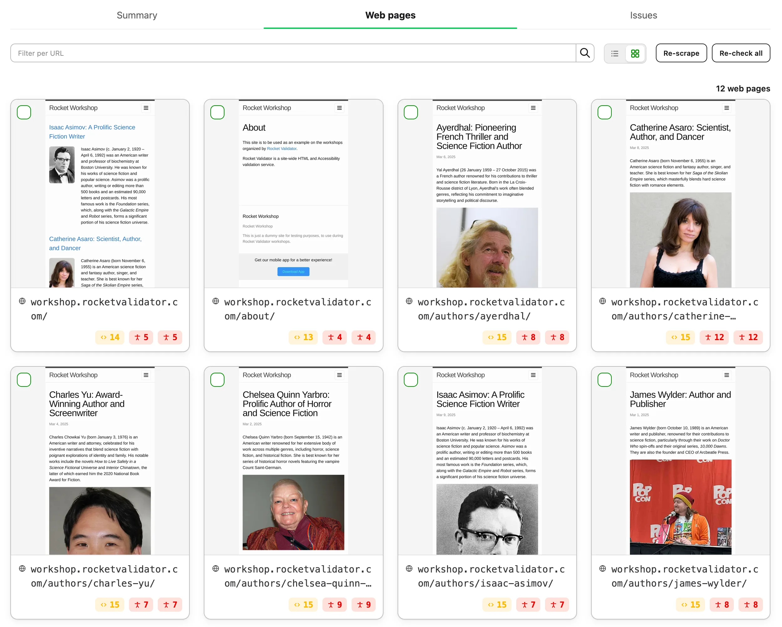Web Pages screenshot mosaic