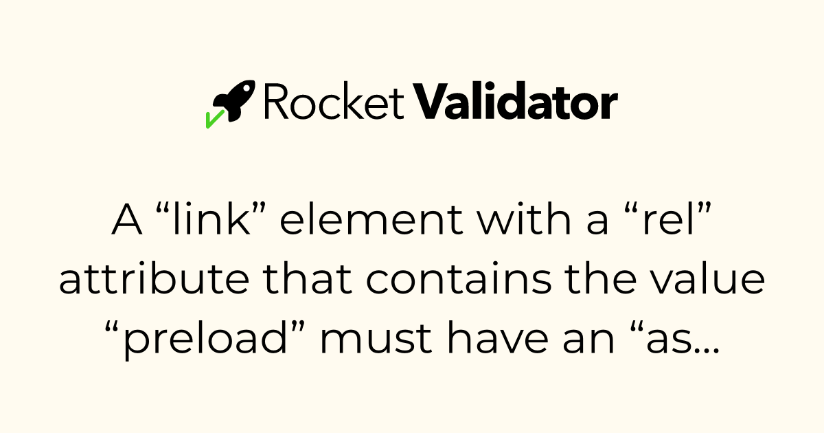 HTML check: A “link” element with a “rel” attribute that contains the ...