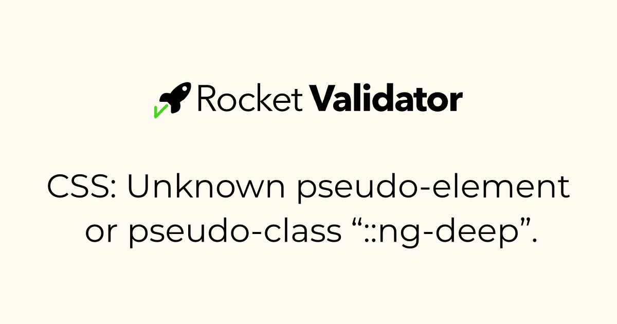 HTML check: CSS: Unknown pseudo-element or pseudo-class “::ng-deep ...
